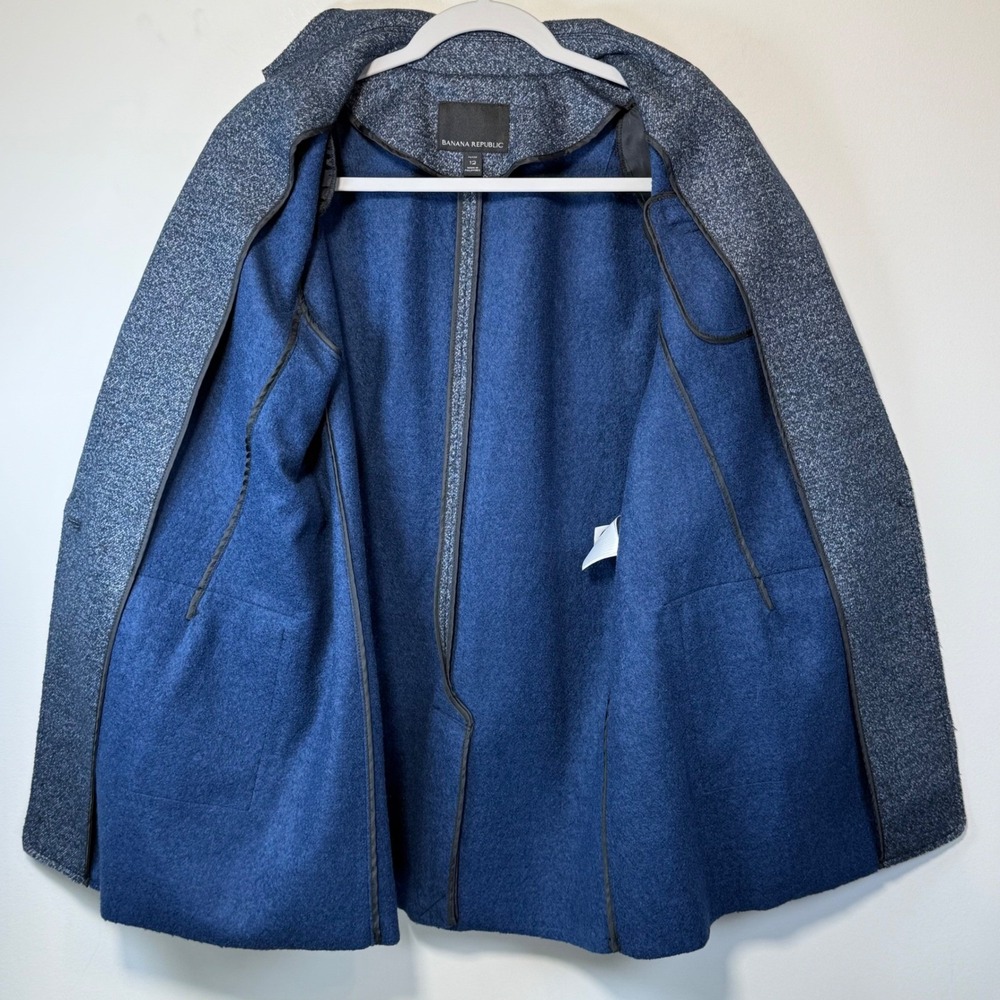 EXCELLENT Banana Republic Wool Blend Blazer Women 12P Blue Marled Jacket Classic - Picture 3 of 9